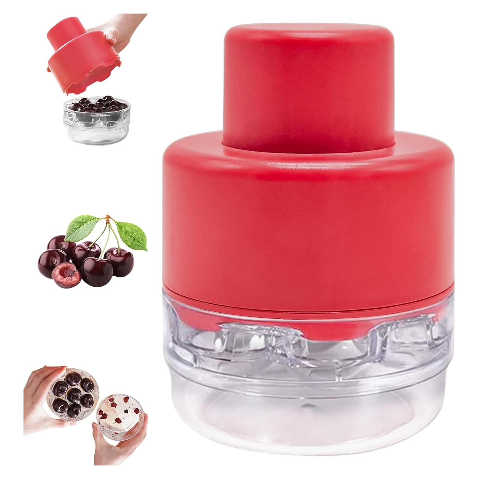 Deshuesador de Cereza 7 en 1 CEHNCEH Rojo, Compacto y Eficiente