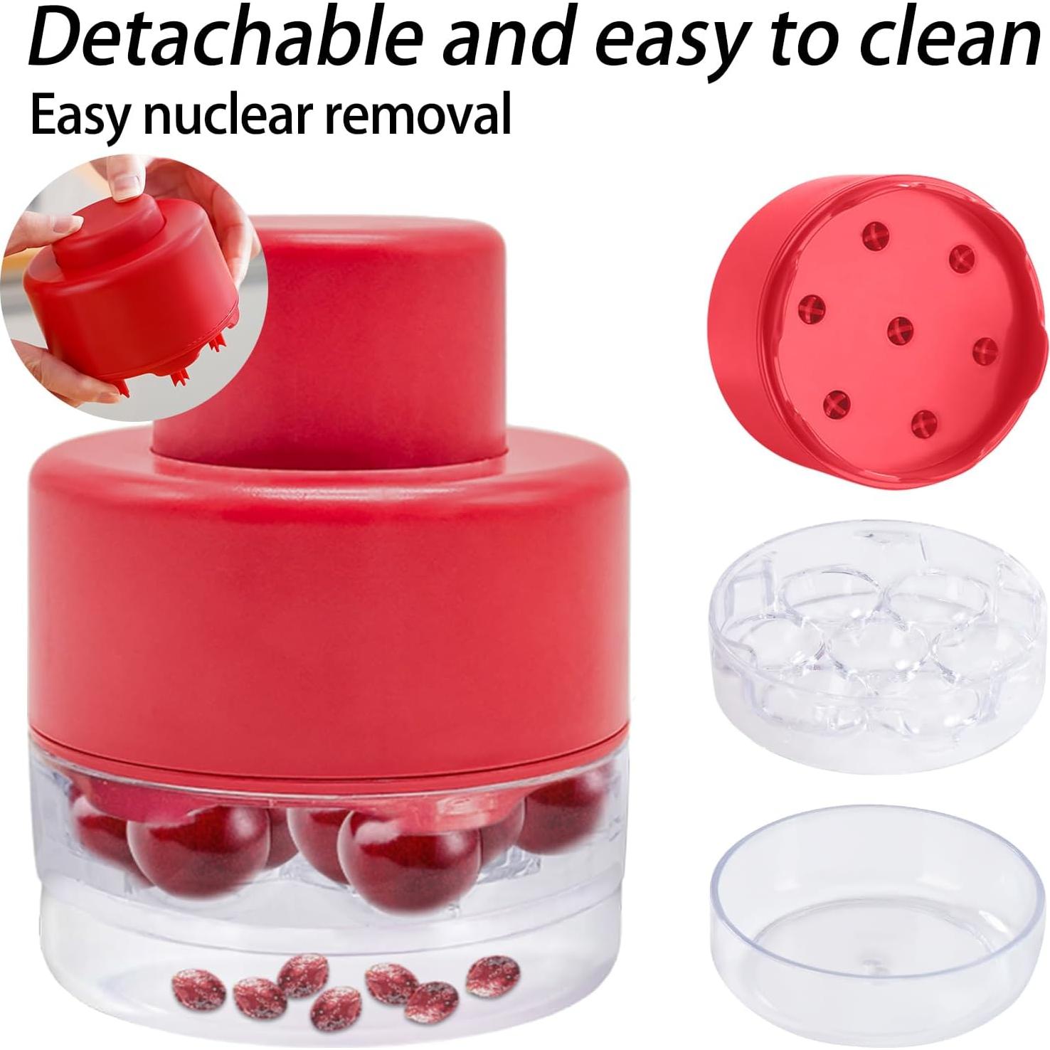 Deshuesador de Cereza 7 en 1 CEHNCEH Rojo, Compacto y Eficiente