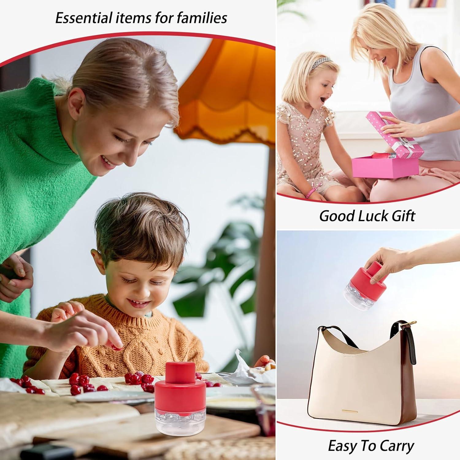 Deshuesador de Cereza 7 en 1 CEHNCEH Rojo, Compacto y Eficiente