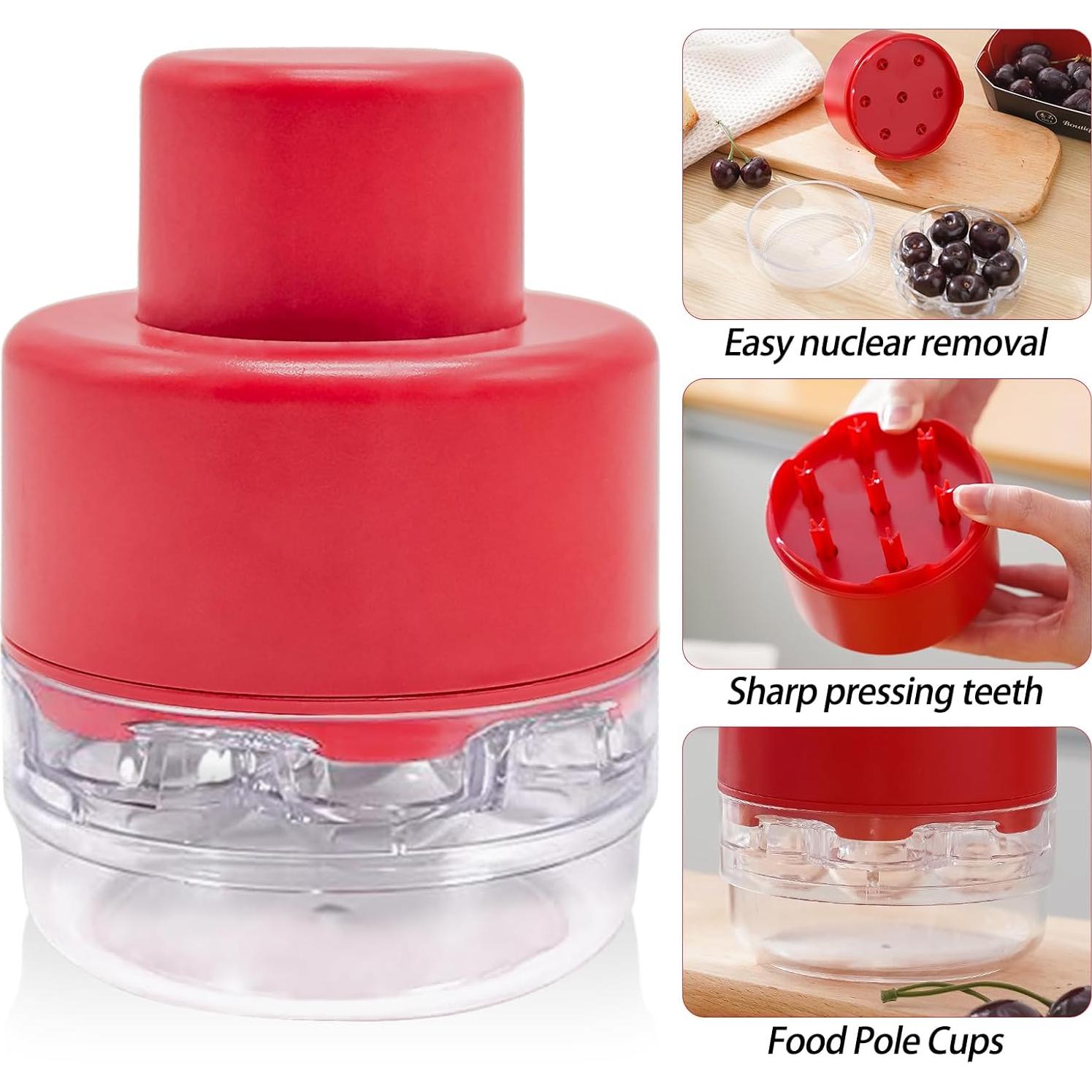 Deshuesador de Cereza 7 en 1 CEHNCEH Rojo, Compacto y Eficiente