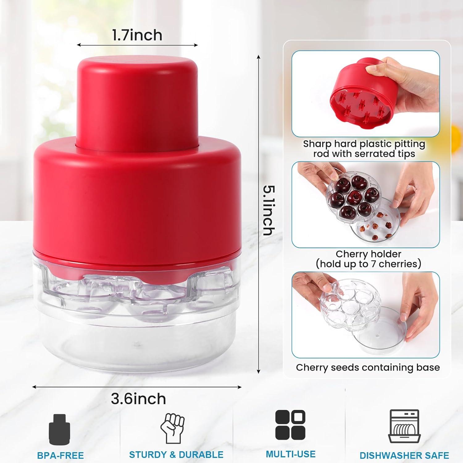 Deshuesador de Cerezas 7 en 1 SCHVUBENR Rojo - Ergonómico y Eficiente