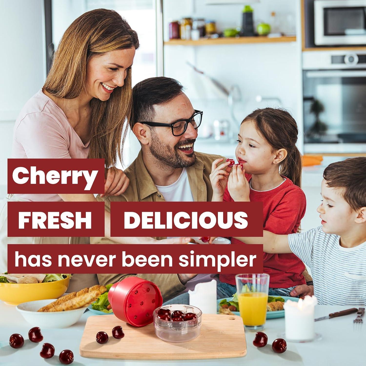 Deshuesador de Cerezas 7 en 1 SCHVUBENR Rojo - Ergonómico y Eficiente