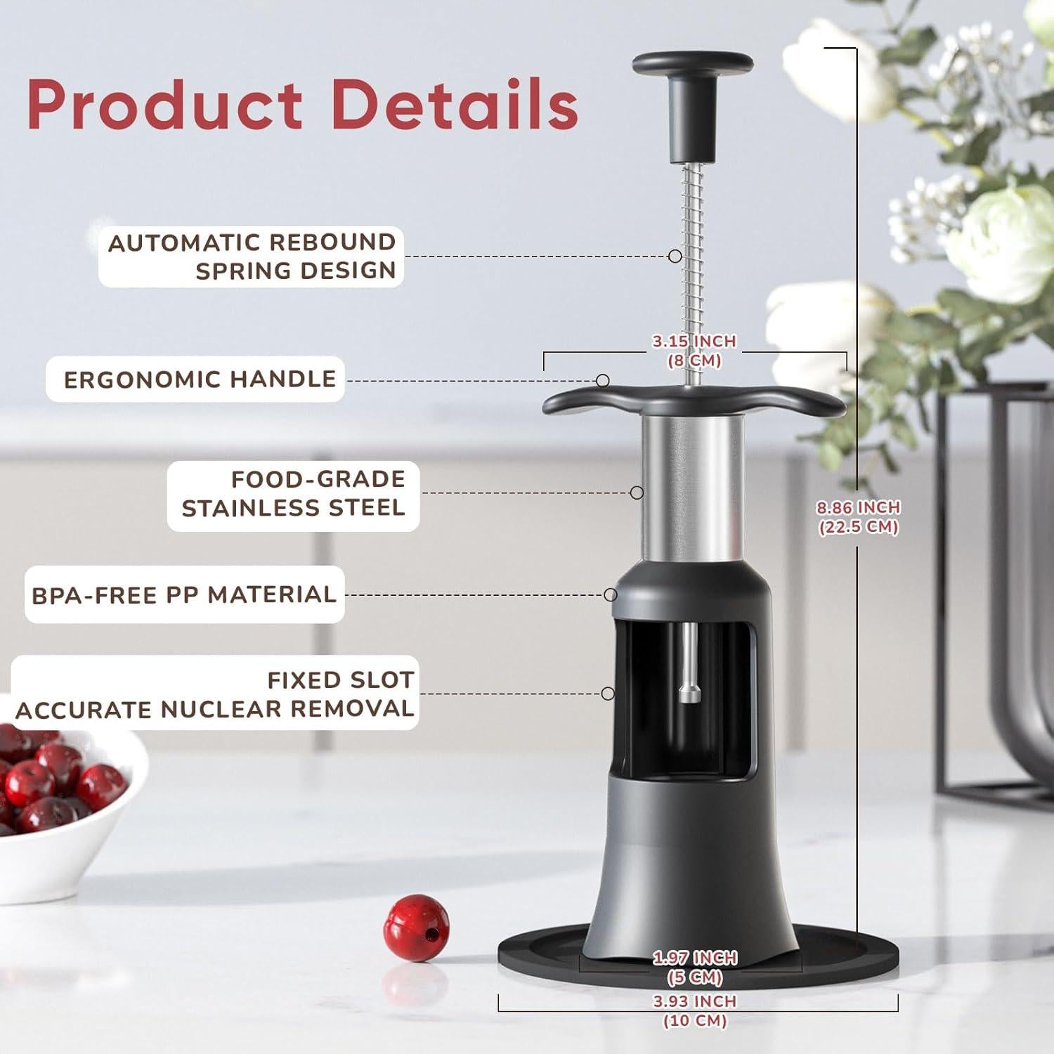 Removedor de Huesos de Cereza PIUGERU Grande 33mm Acero Inoxidable