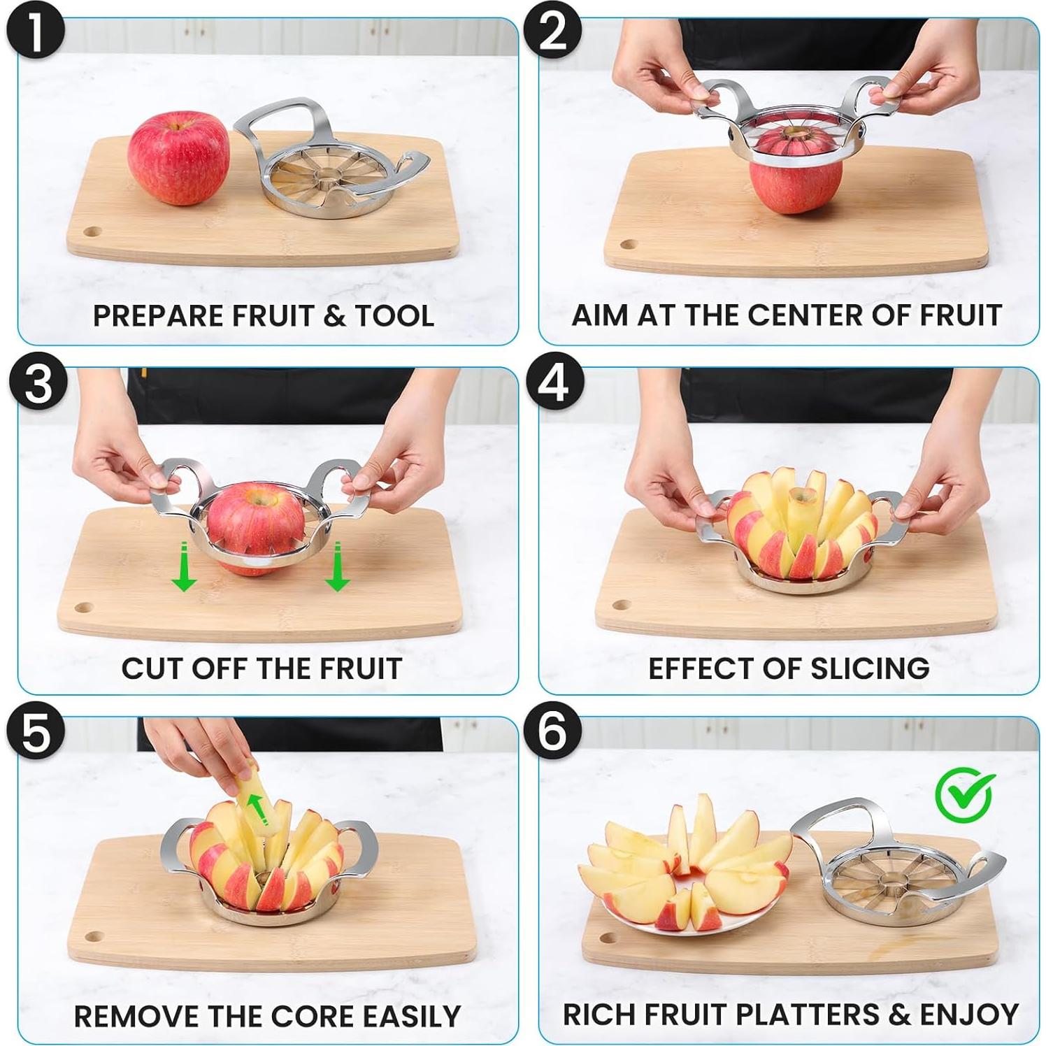 Cortador de Manzanas AUBENR 12 Cuchillas Acero Inoxidable 304