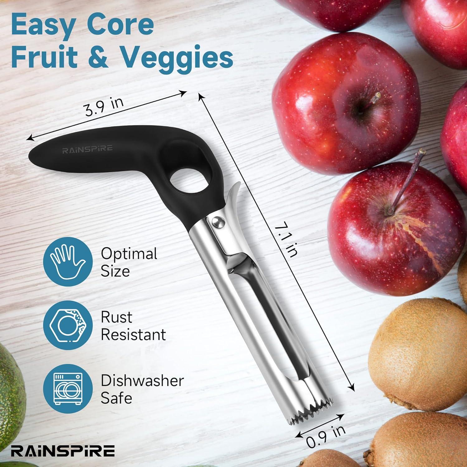 Descorazonador de Manzanas Rainspire, Acero Inoxidable, Negro