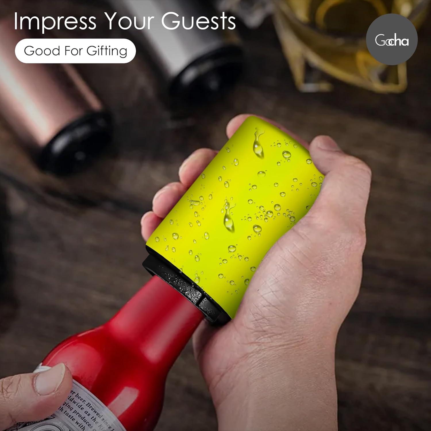 Abrebotellas Magnético GOCHA de Acero Inoxidable Amarillo