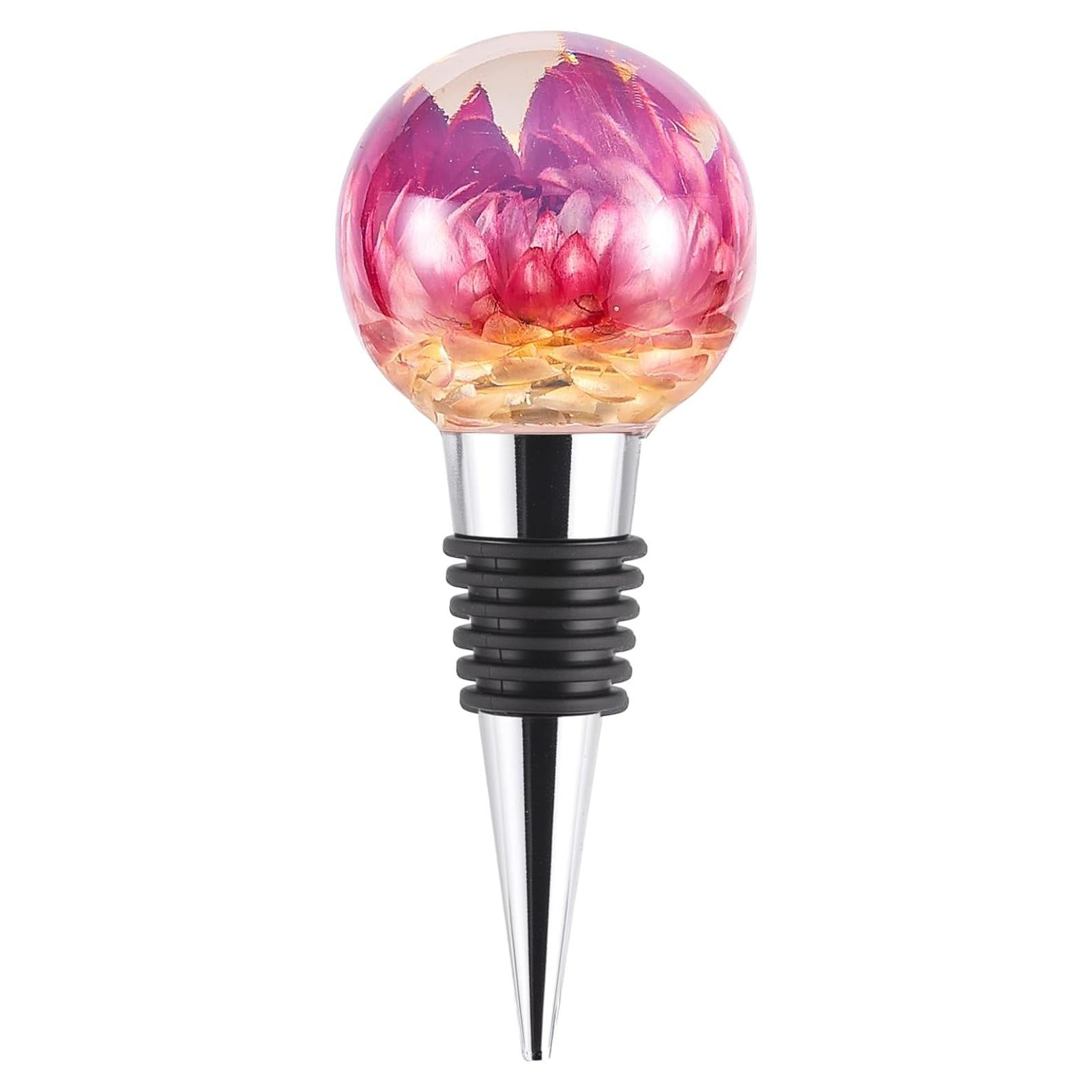 Tapón de Vino Floral de Resina Morado Pyotivol 9.9x4.3cm