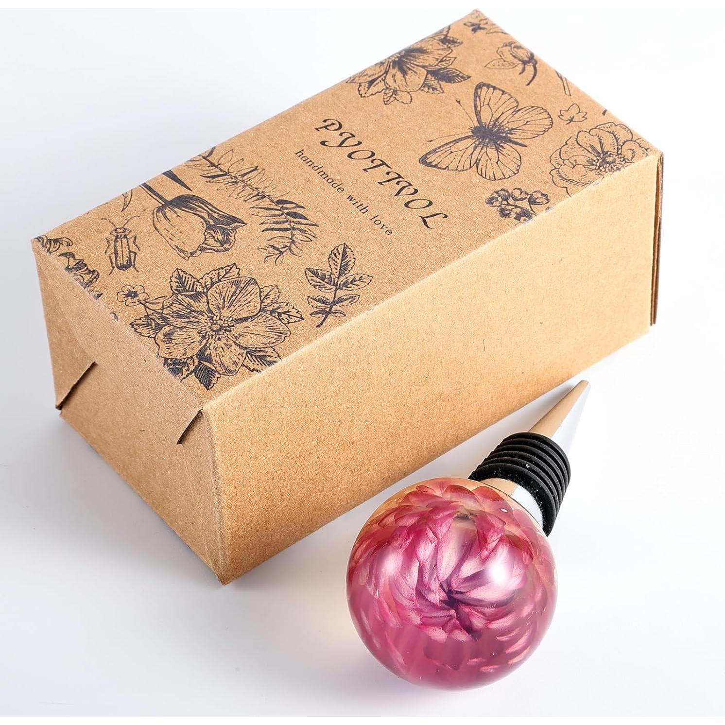 Tapón de Vino Floral de Resina Morado Pyotivol 9.9x4.3cm