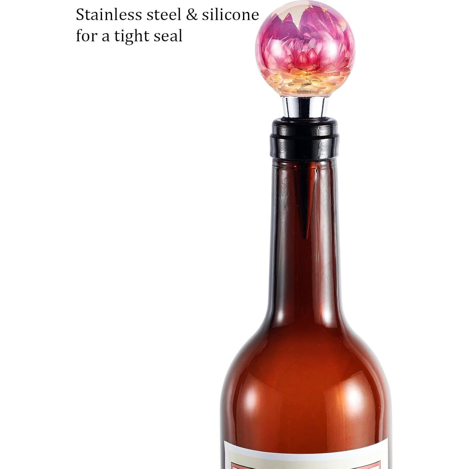 Tapón de Vino Floral de Resina Morado Pyotivol 9.9x4.3cm