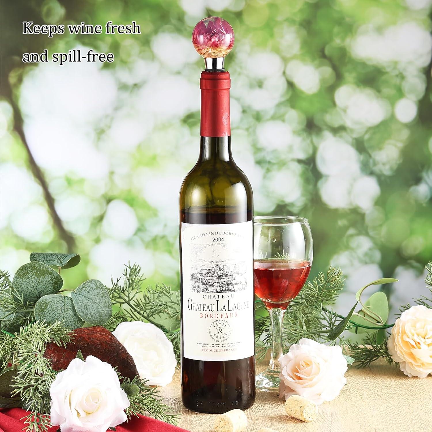 Tapón de Vino Floral de Resina Morado Pyotivol 9.9x4.3cm