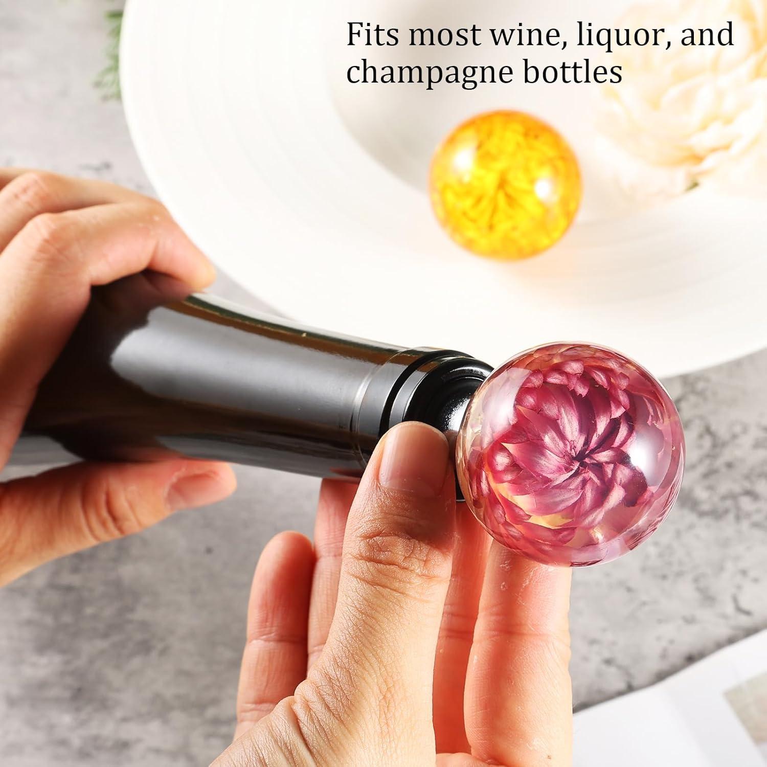 Tapón de Vino Floral de Resina Morado Pyotivol 9.9x4.3cm