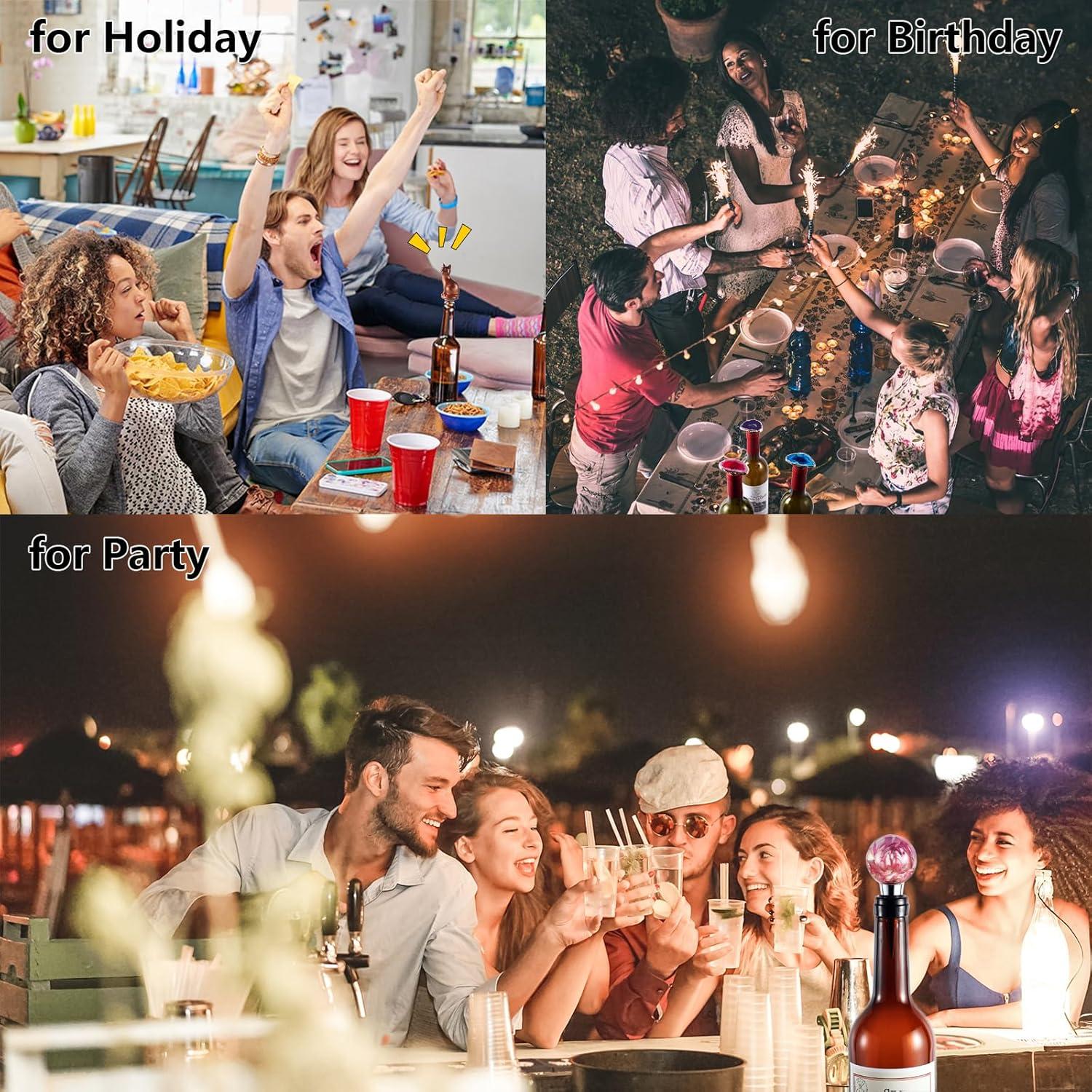 Tapón de Vino Floral de Resina Morado Pyotivol 9.9x4.3cm