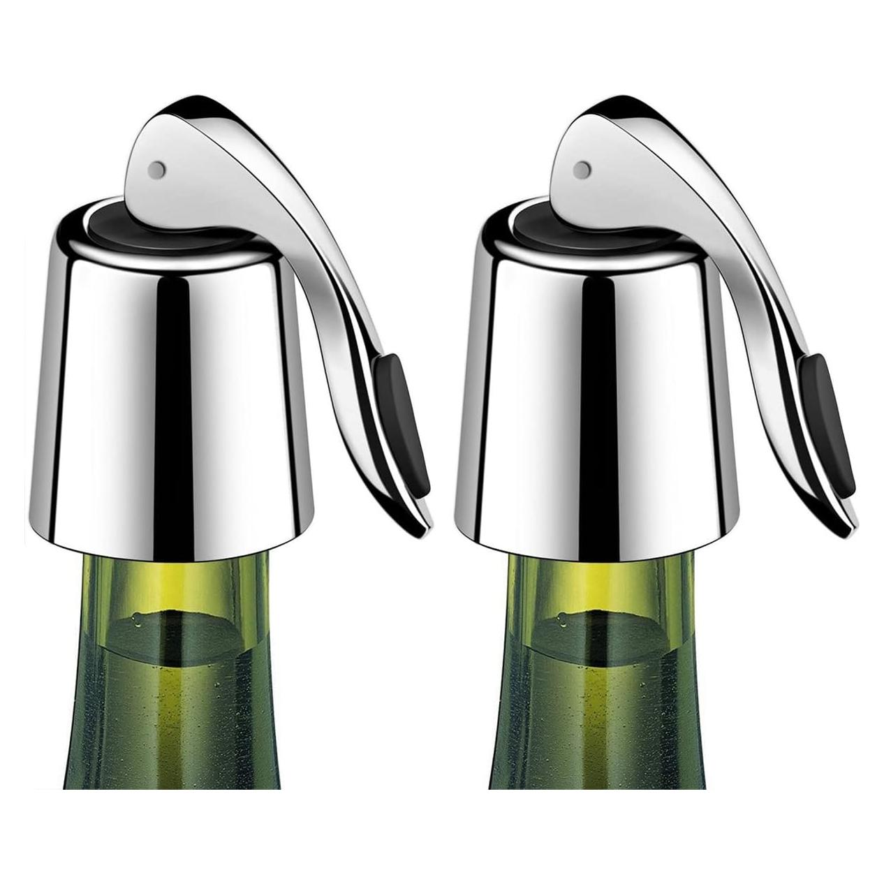 Juego de 2 Tapones de Vino ERHIRY Acero Inoxidable con Silicona