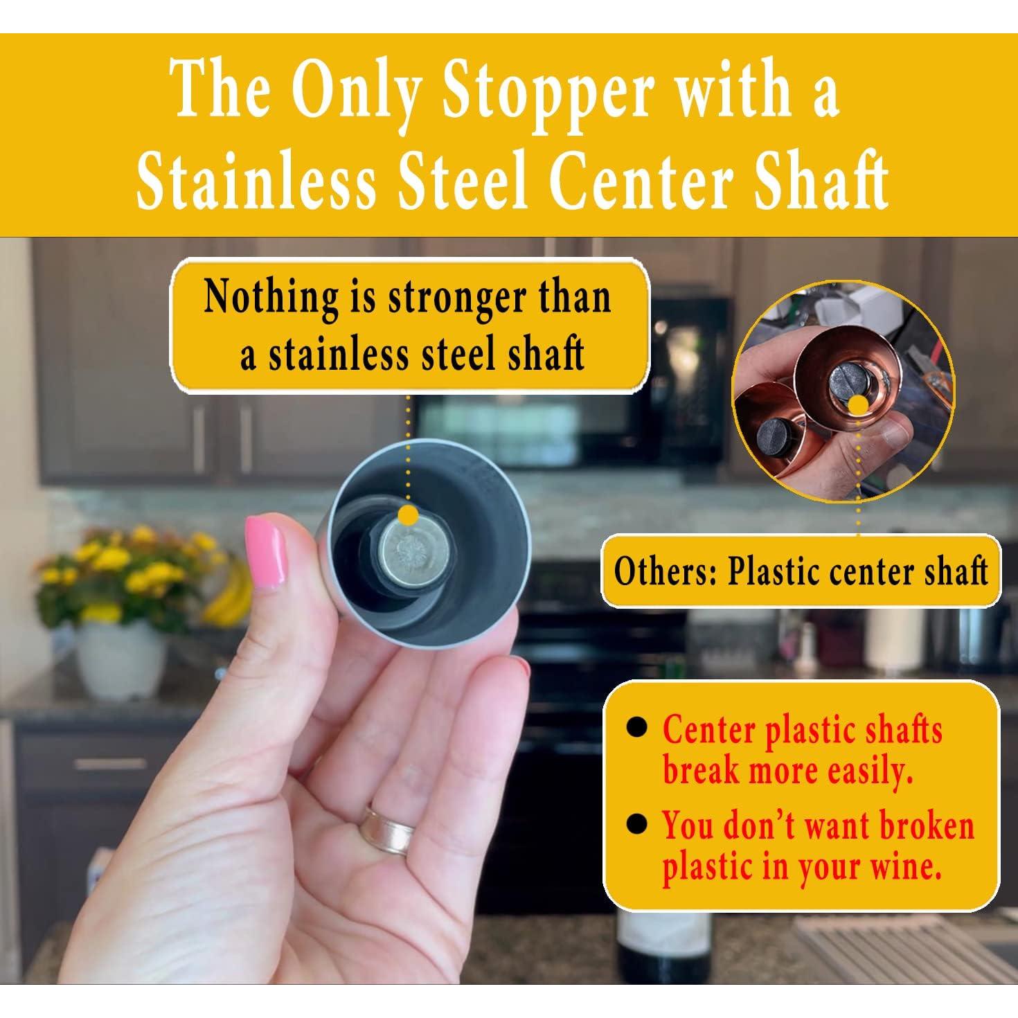 Juego de 2 Tapones de Vino ERHIRY Acero Inoxidable con Silicona