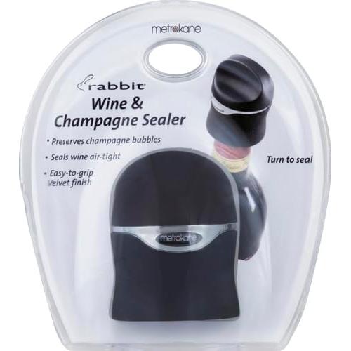 Sello Hermético de Vino y Champagne Rabbit - Negro