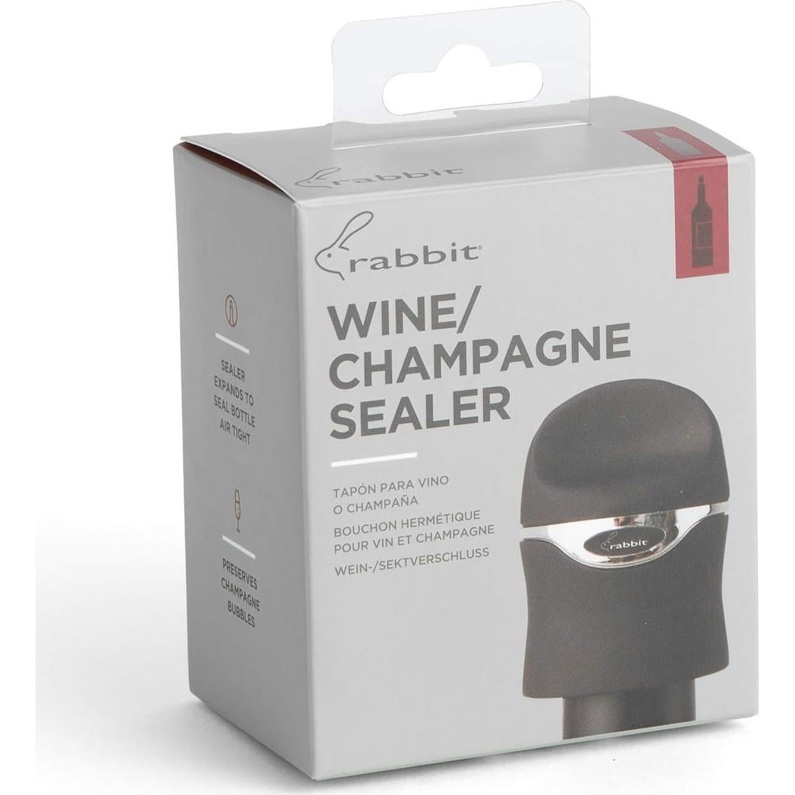 Sello Hermético de Vino y Champagne Rabbit - Negro