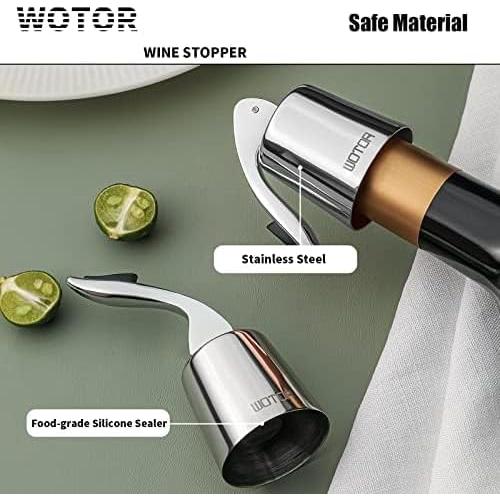 Tapones de Vino WOTOR de Acero Inoxidable y Silicona - 2 Unidades