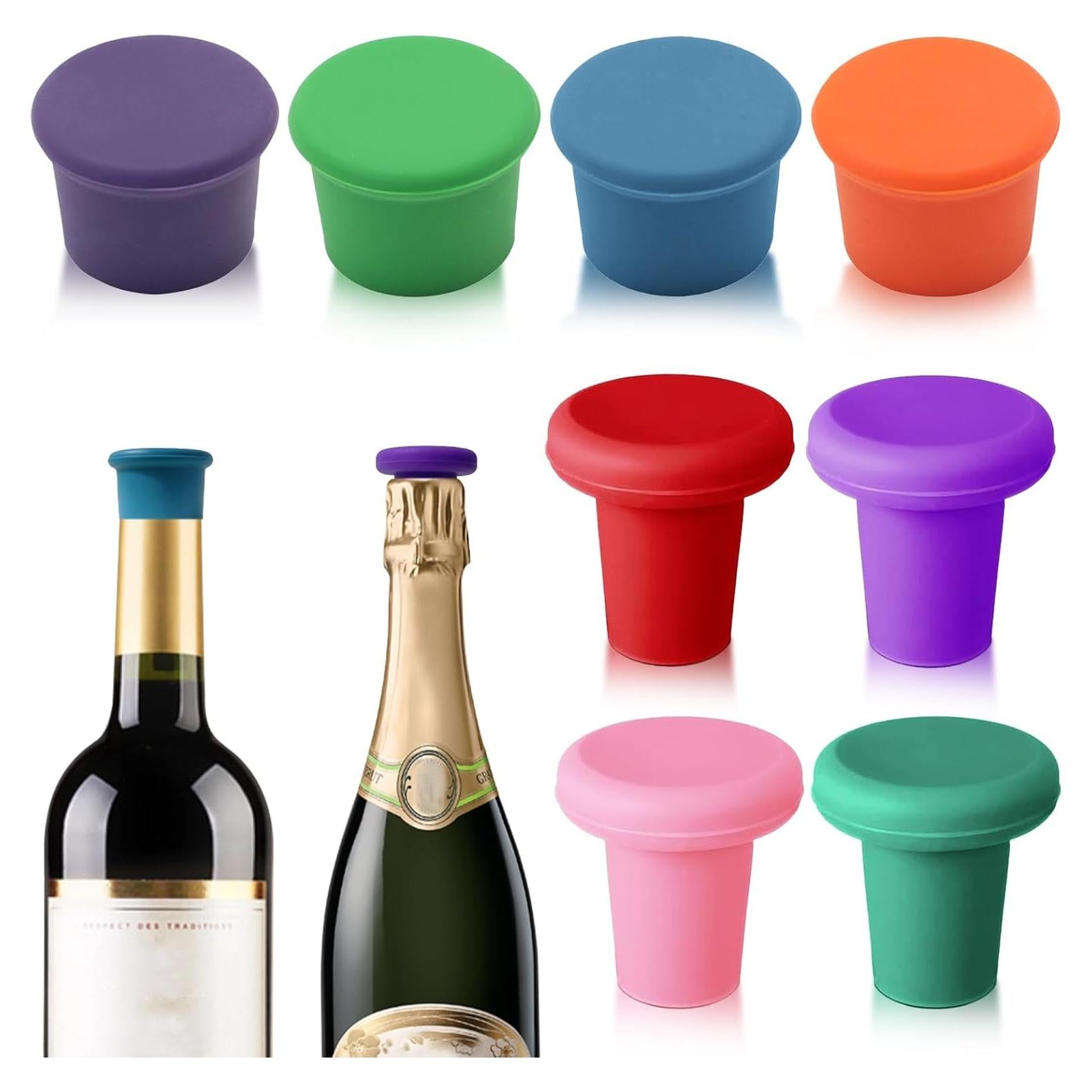 8 Tapones de Silicona Multicolor para Vino lyBlissor