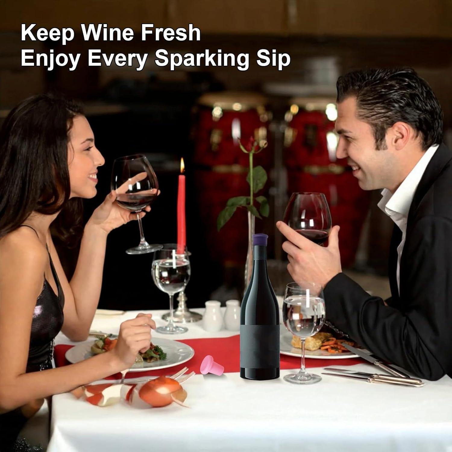 8 Tapones de Silicona Multicolor para Vino lyBlissor