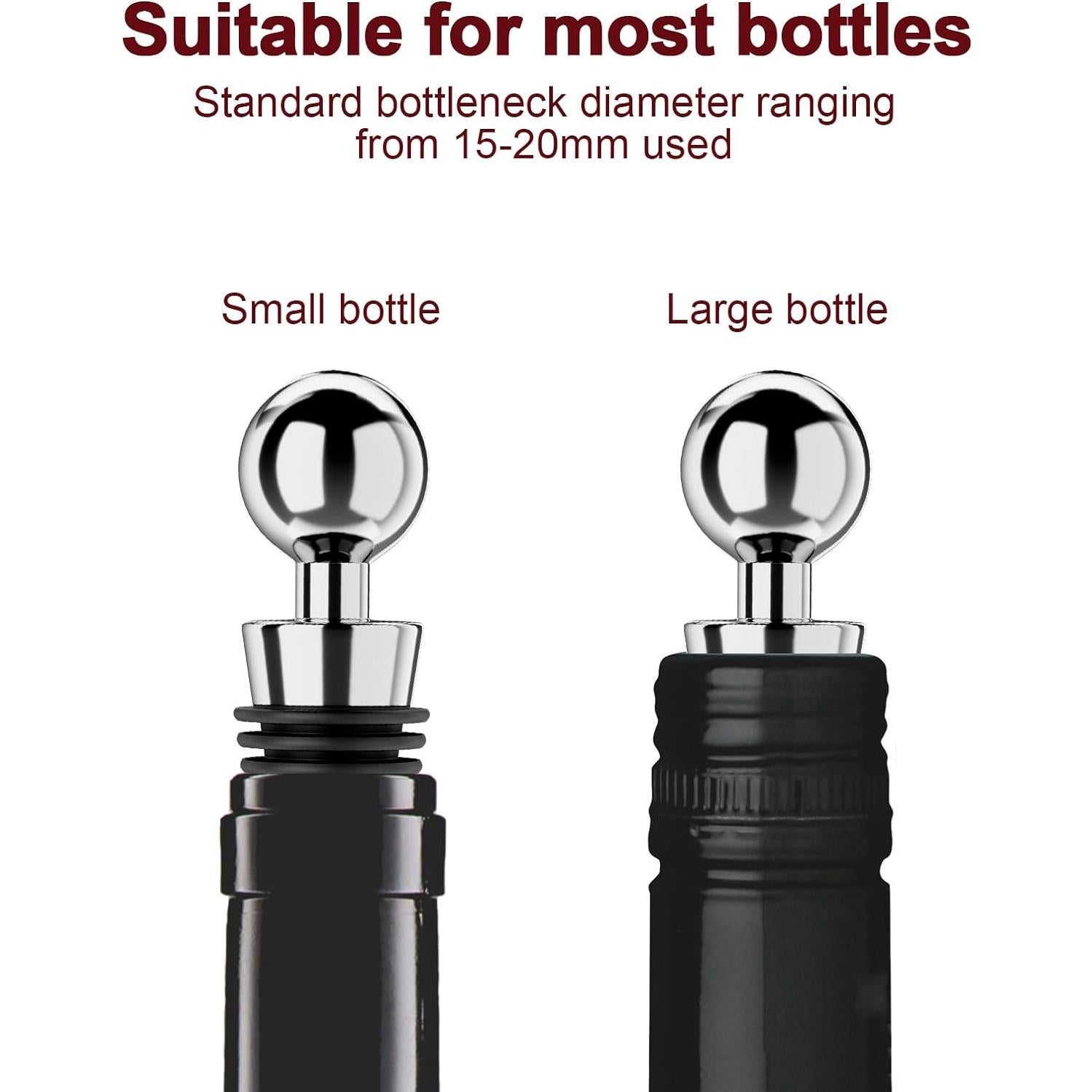 Tapones para botellas de vino BETTFOR 3 Pcs Silicona Plata