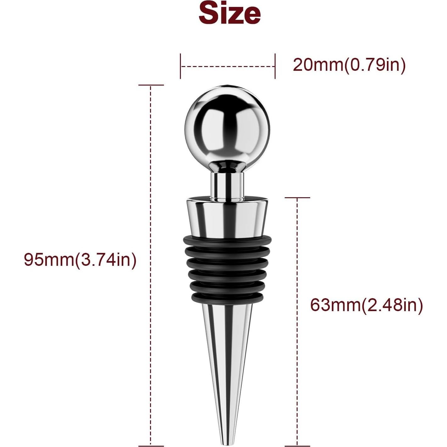 Tapones para botellas de vino BETTFOR 3 Pcs Silicona Plata