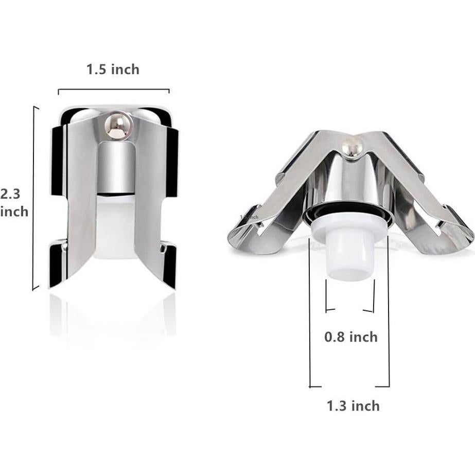 Tapones de Champagne BGMAX 3 Unidades Acero Inoxidable