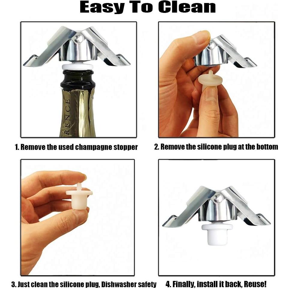 Tapones de Champagne BGMAX 3 Unidades Acero Inoxidable