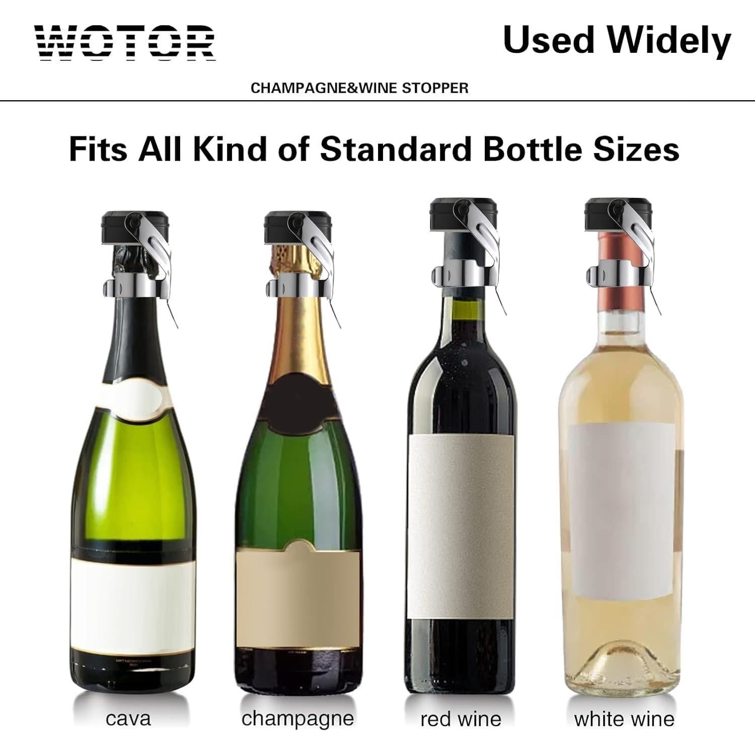 Tapones de Vino y Champagne WOTOR de Acero Inoxidable - 6 Piezas