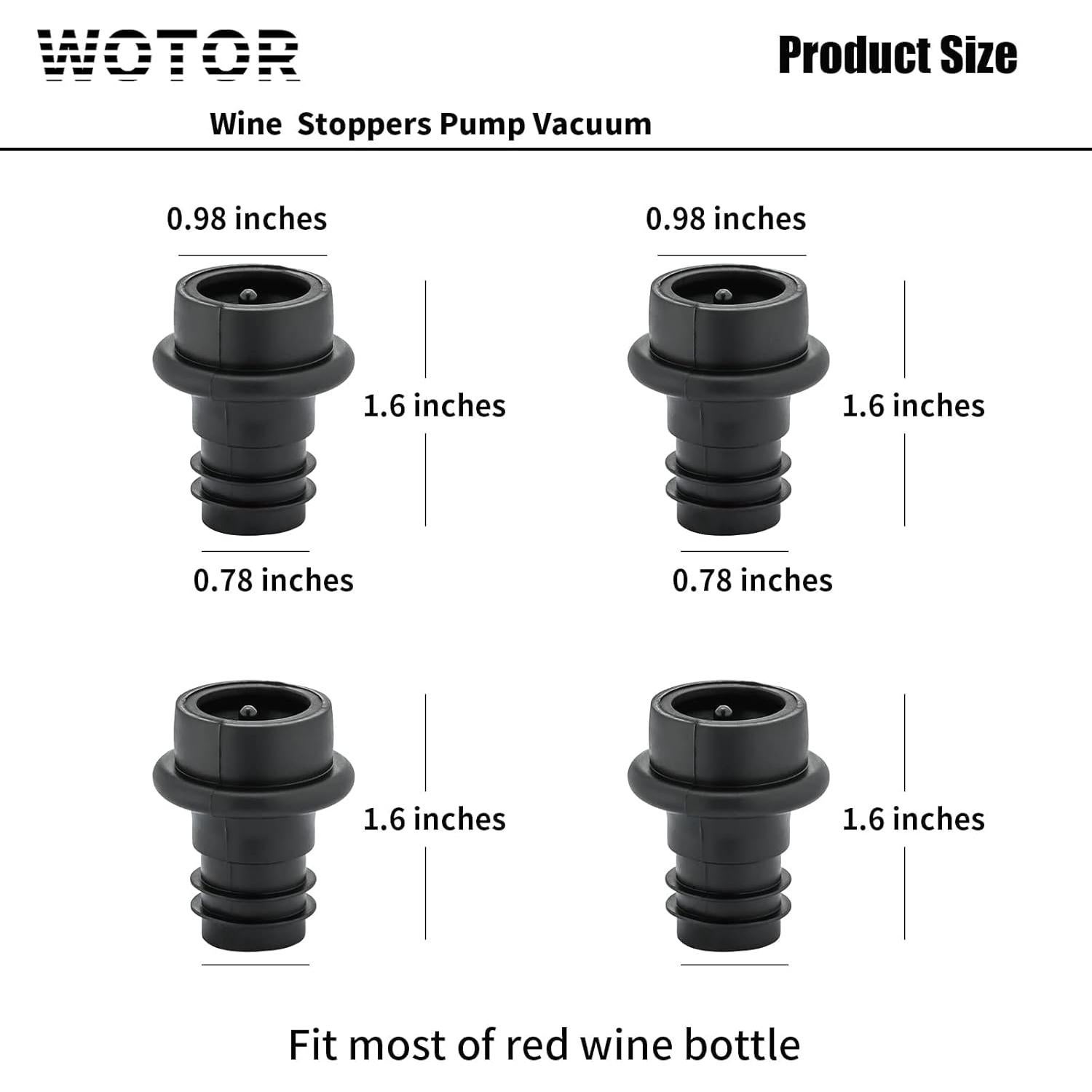 Tapones de Vino al Vacío WOTOR 12 Piezas Silicona Negra