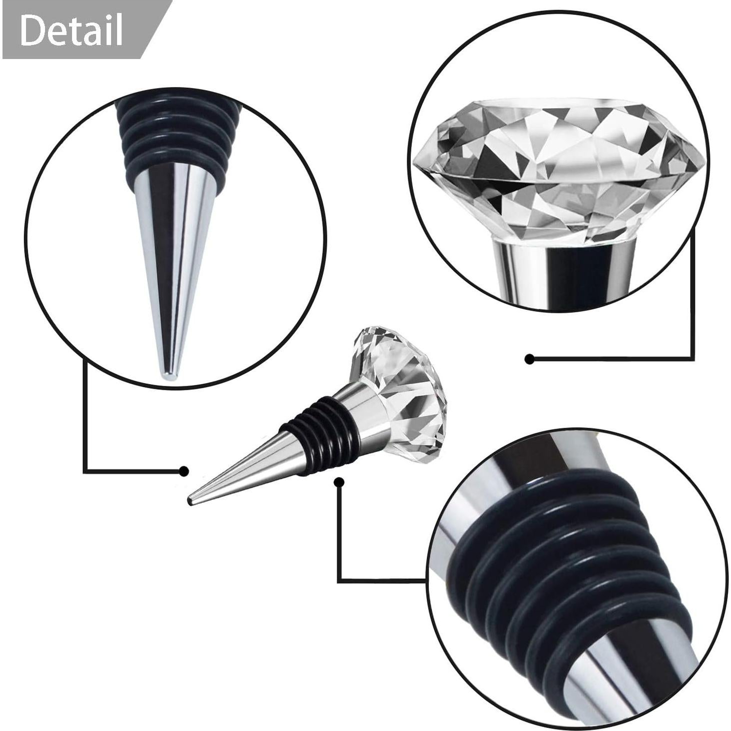 JETKONG 3 Tapones de Vino de Cristal Decorativos - Sello Hermético