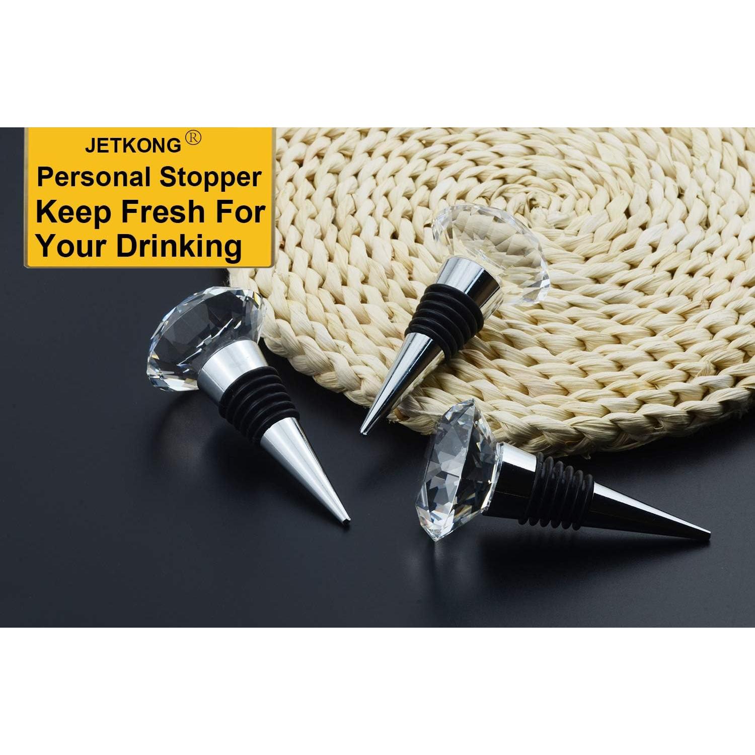 JETKONG 3 Tapones de Vino de Cristal Decorativos - Sello Hermético