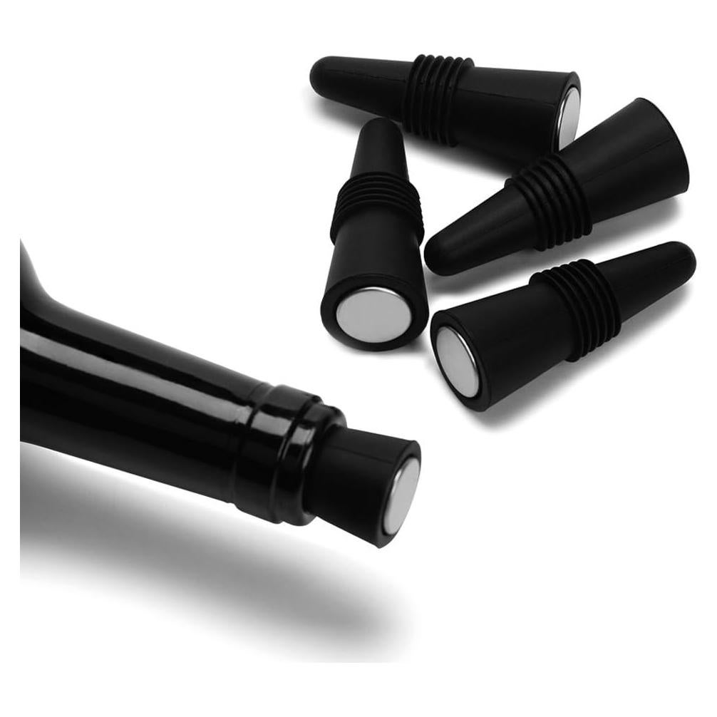 Tapones de Silicona para Vino OHMAXHO - Juego de 5, Negro