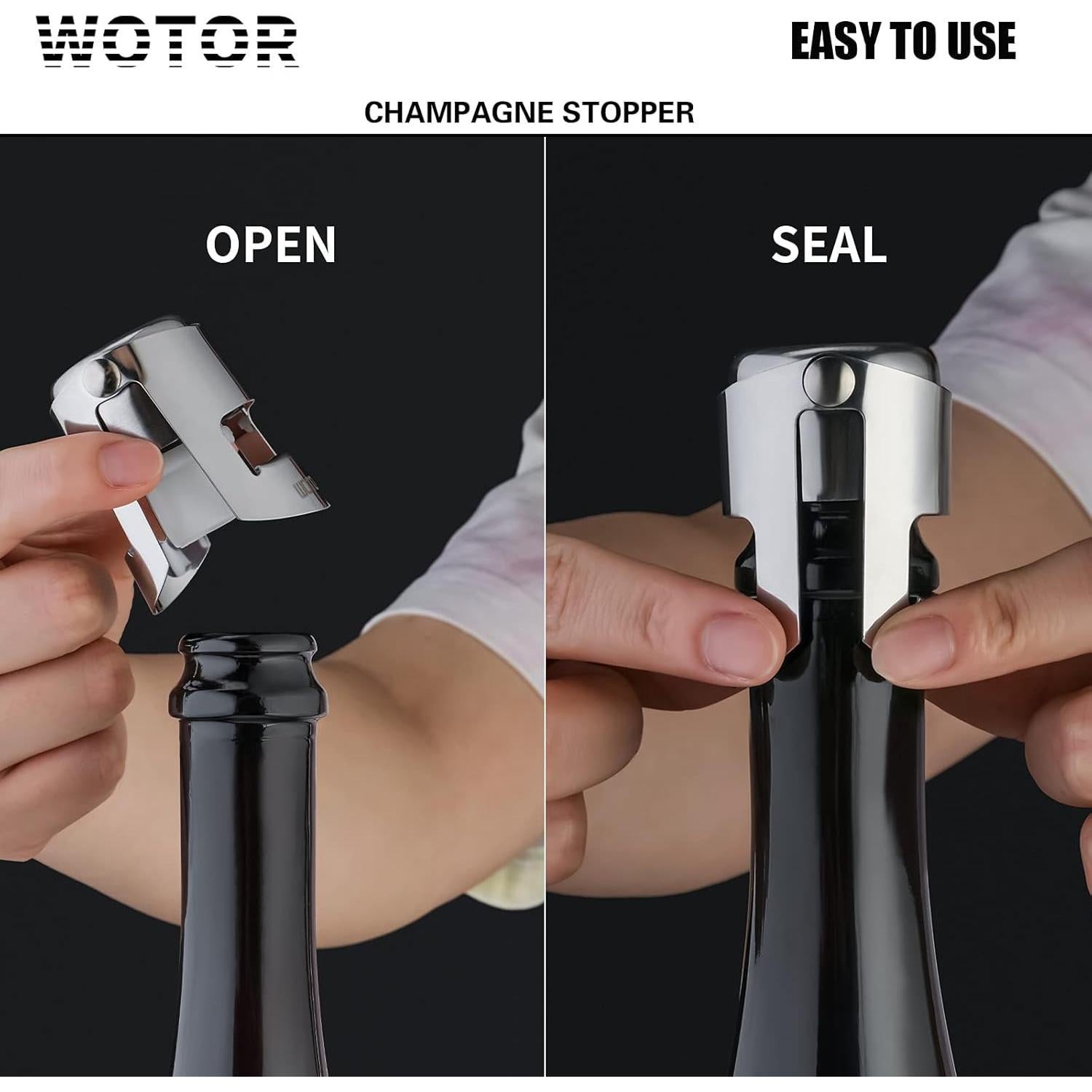 Tapones de Champagne WOTOR Acero Inoxidable 2 Piezas A Prueba de Fugas