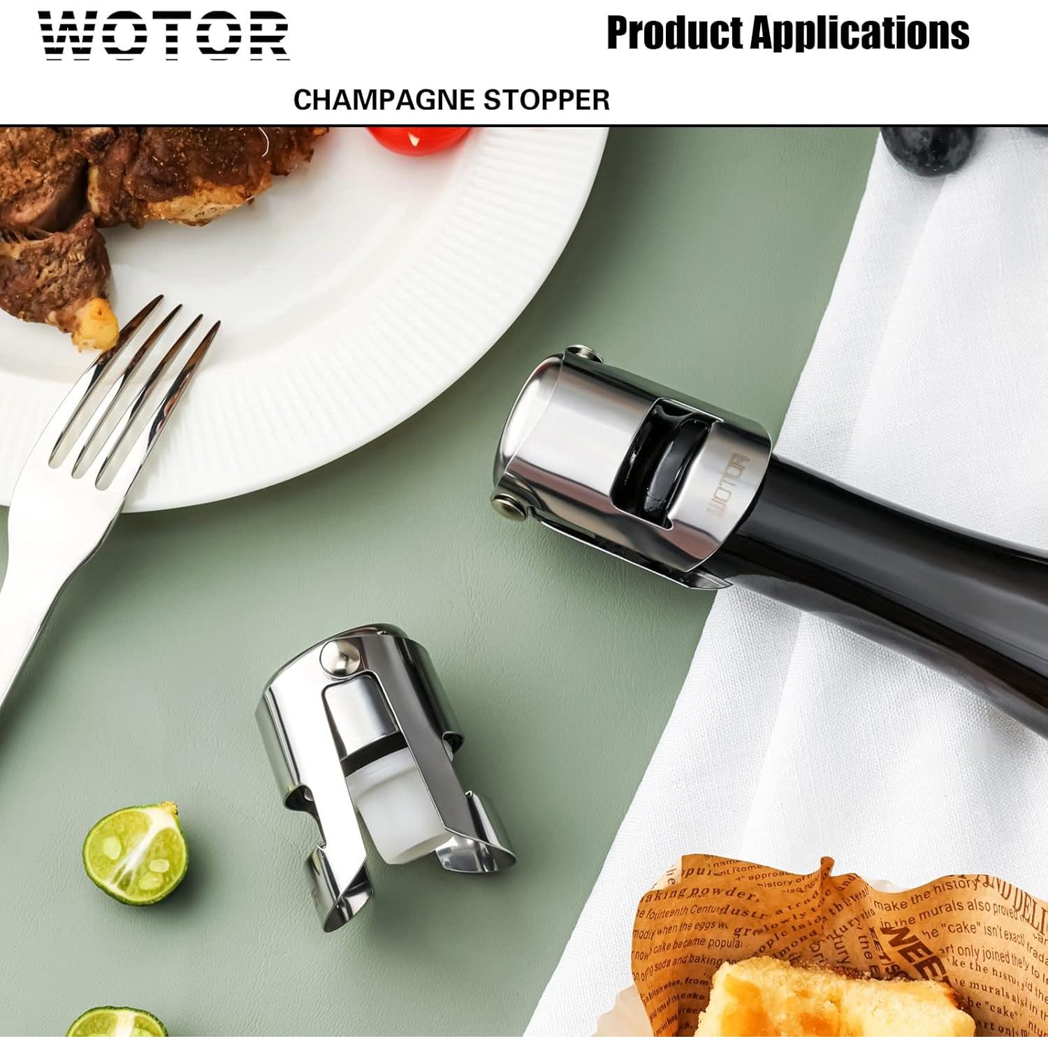 Tapones de Champagne WOTOR Acero Inoxidable 2 Piezas A Prueba de Fugas