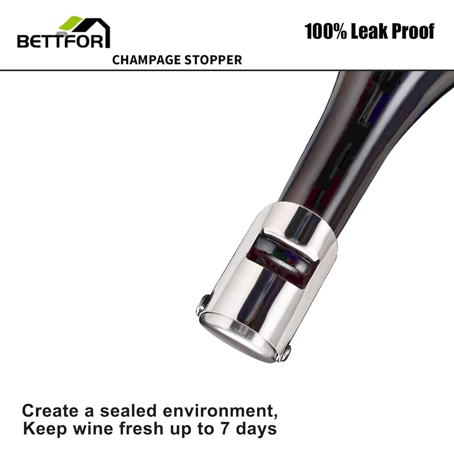 Tapones de Champagne BETTFOR de Acero Inoxidable - 2 Paquete