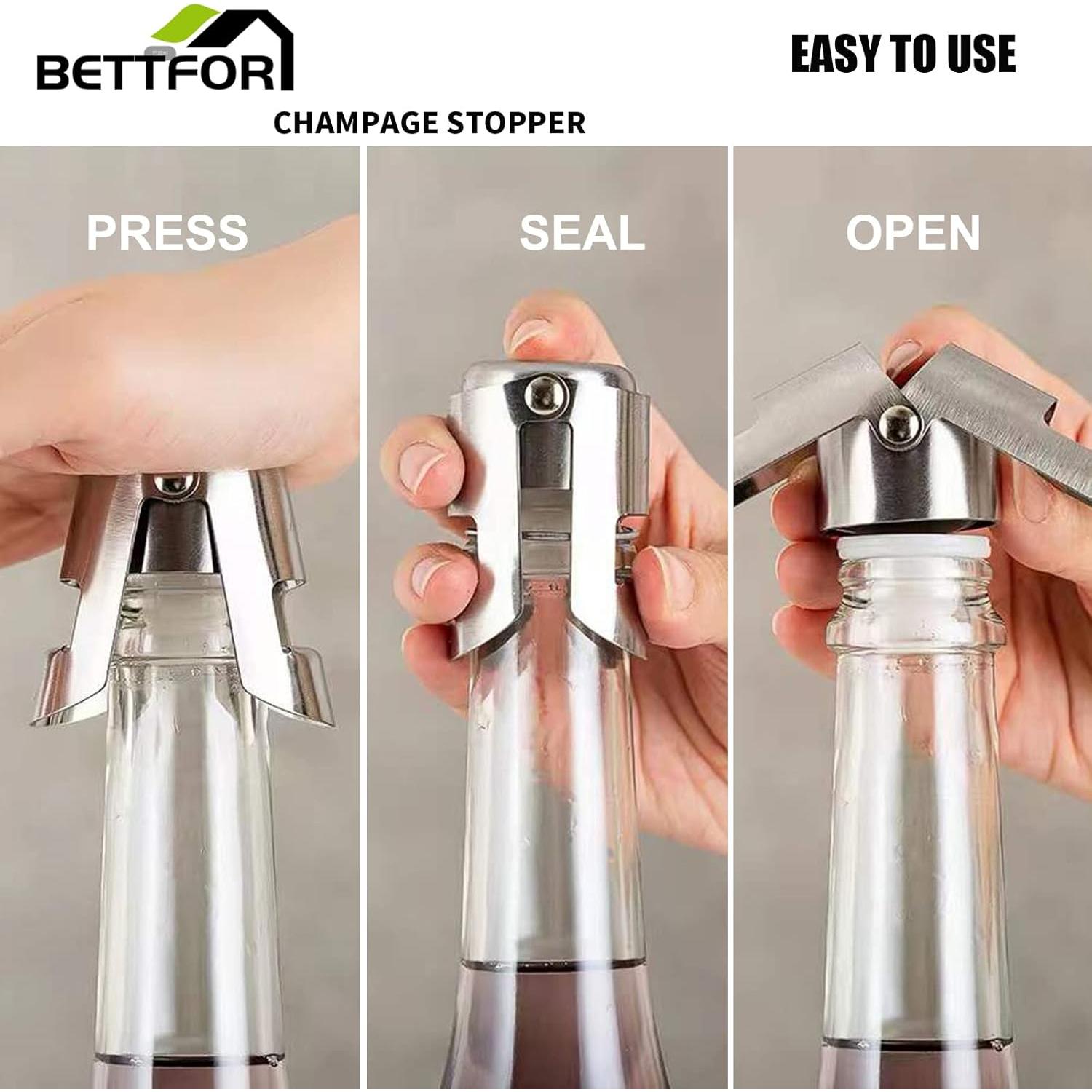 Tapones de Champagne BETTFOR de Acero Inoxidable - 2 Paquete
