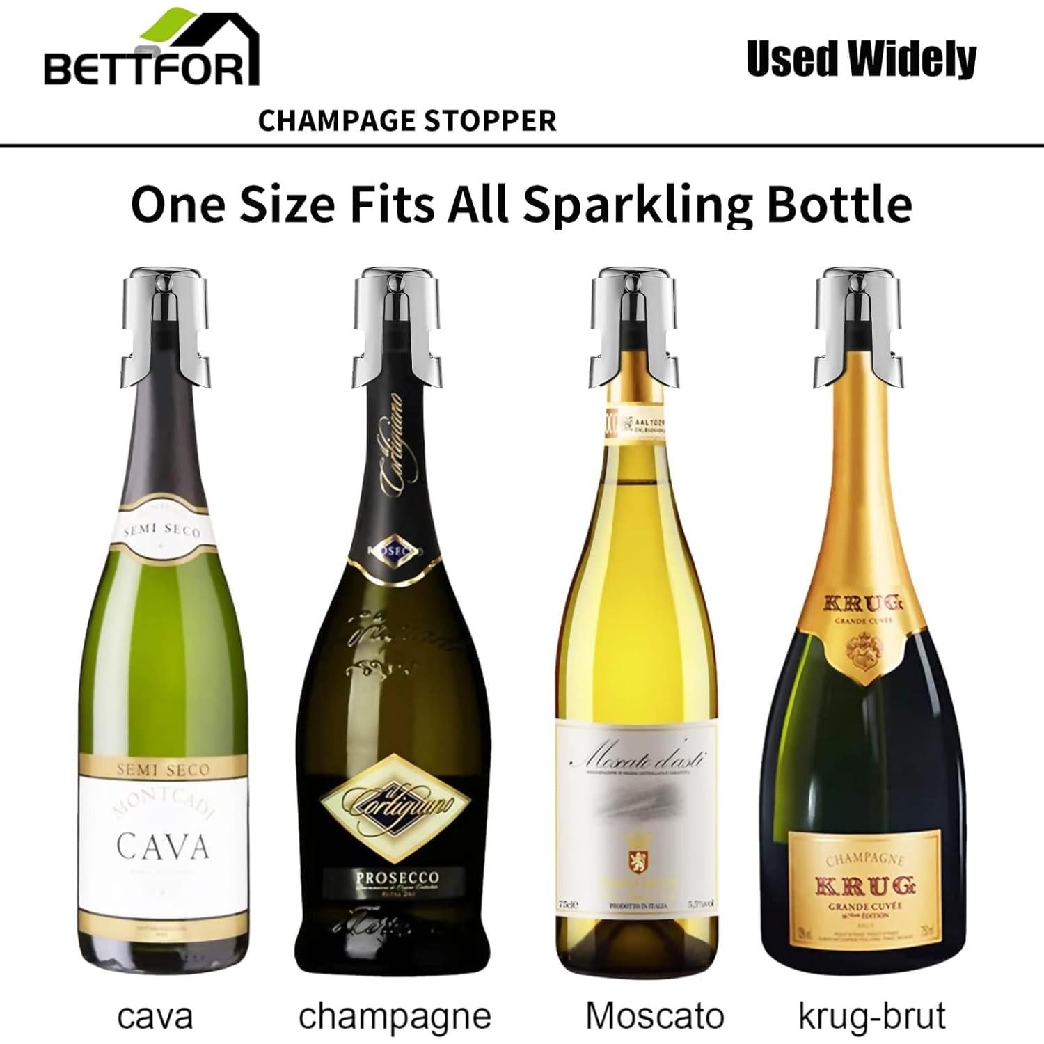Tapones de Champagne BETTFOR de Acero Inoxidable - 2 Paquete
