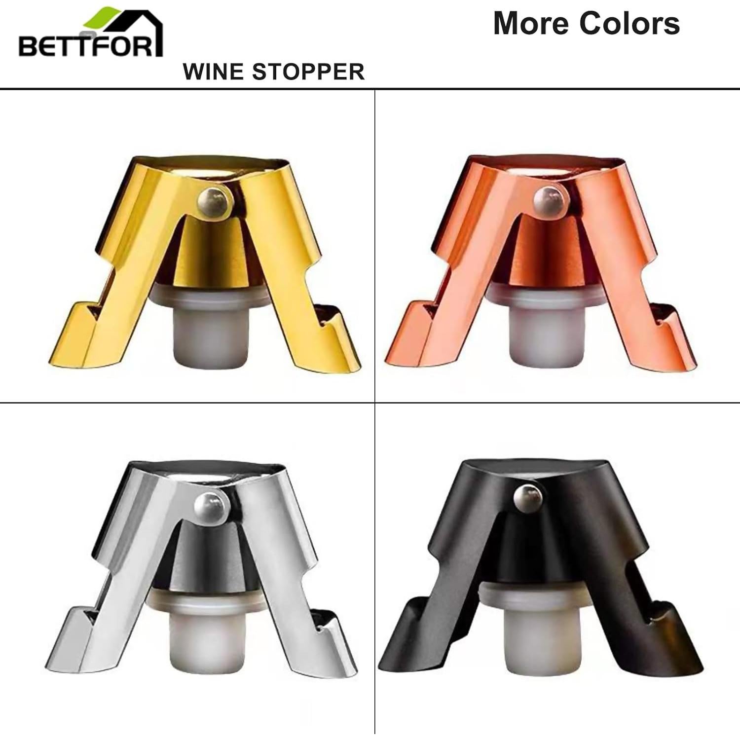 Tapones de Champagne BETTFOR de Acero Inoxidable - 2 Paquete