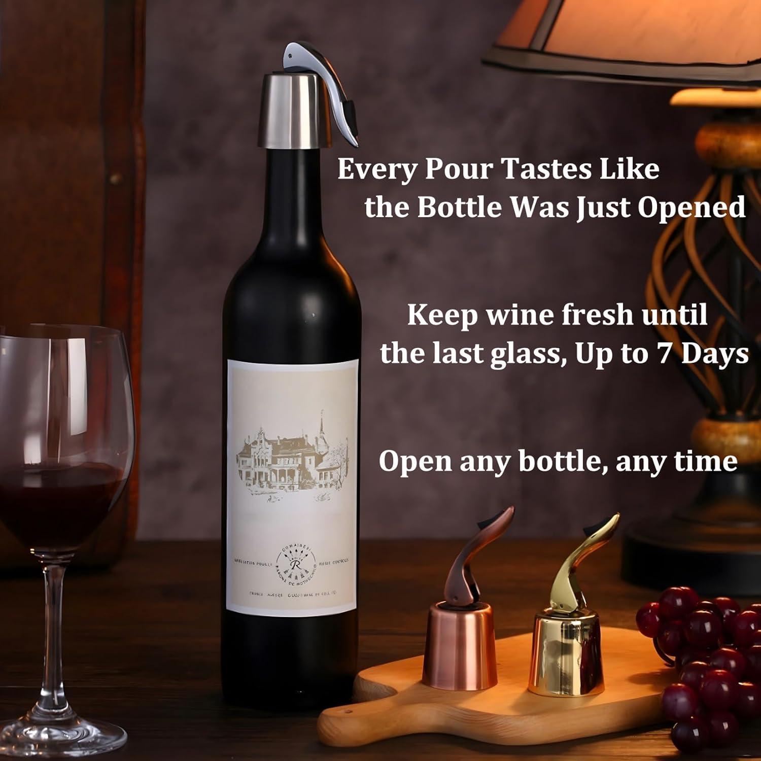 Juego de 2 Tapones de Vino Pafusen Acero Inoxidable Reutilizables