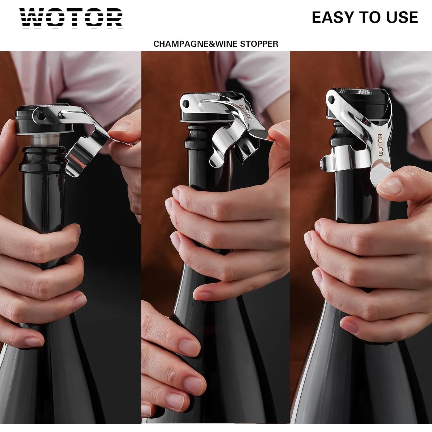Tapones de Vino y Champagne WOTOR de Acero Inoxidable - 2 Paquete