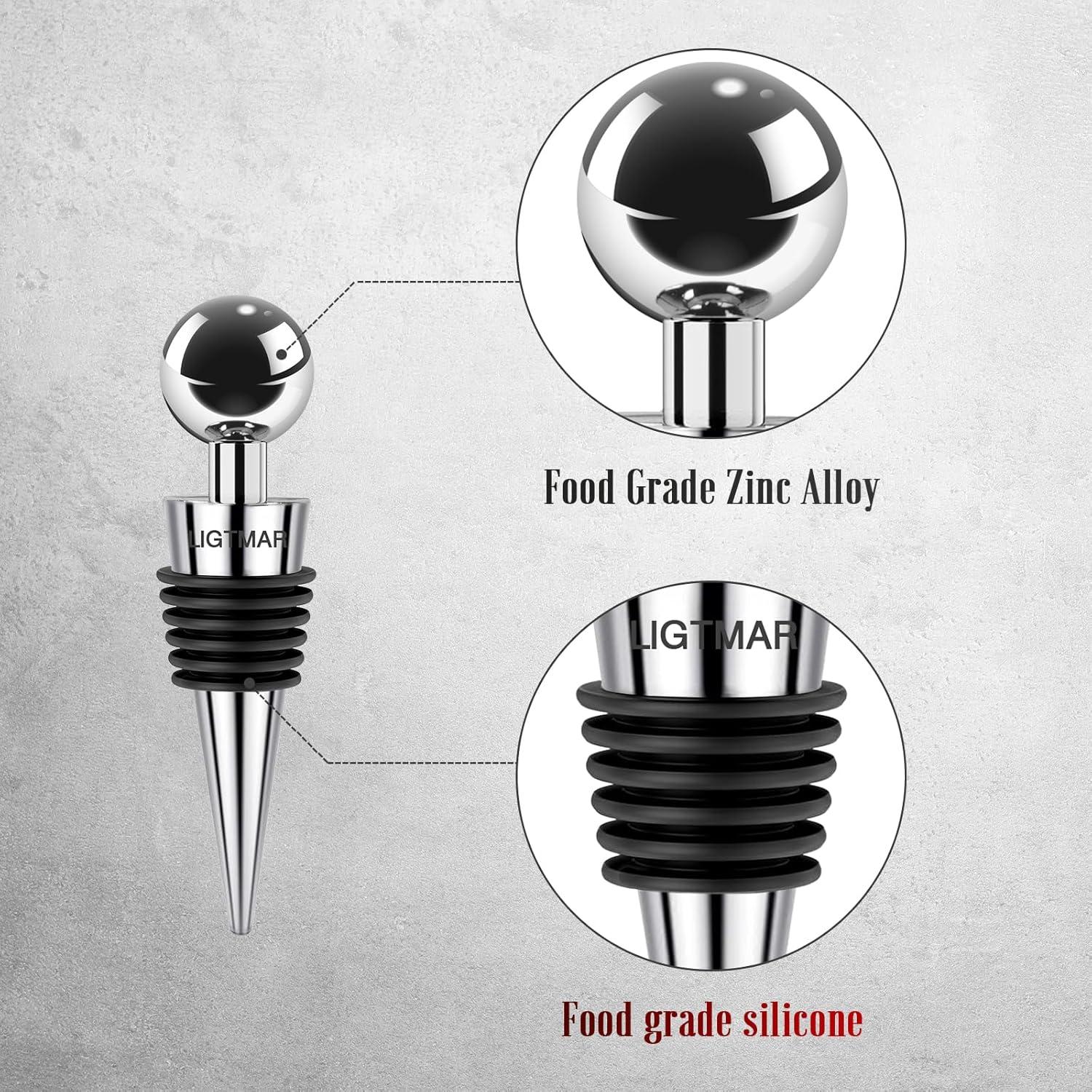 Tapones para Botellas de Vino LIGTMAR 4 Pcs Silicona Ecológica