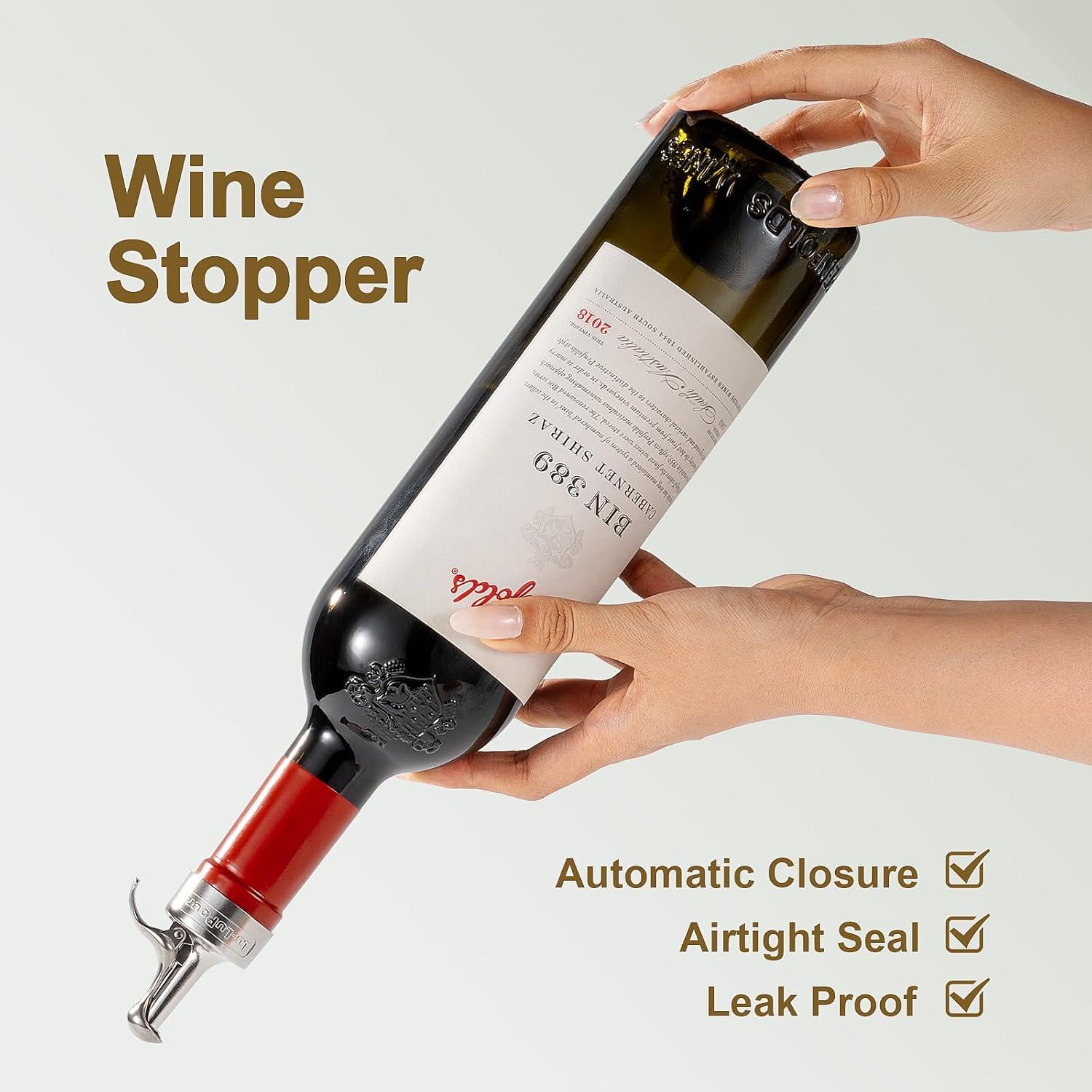 Tapón de Vino Automático Lu-lupour con Vertedor 2 en 1