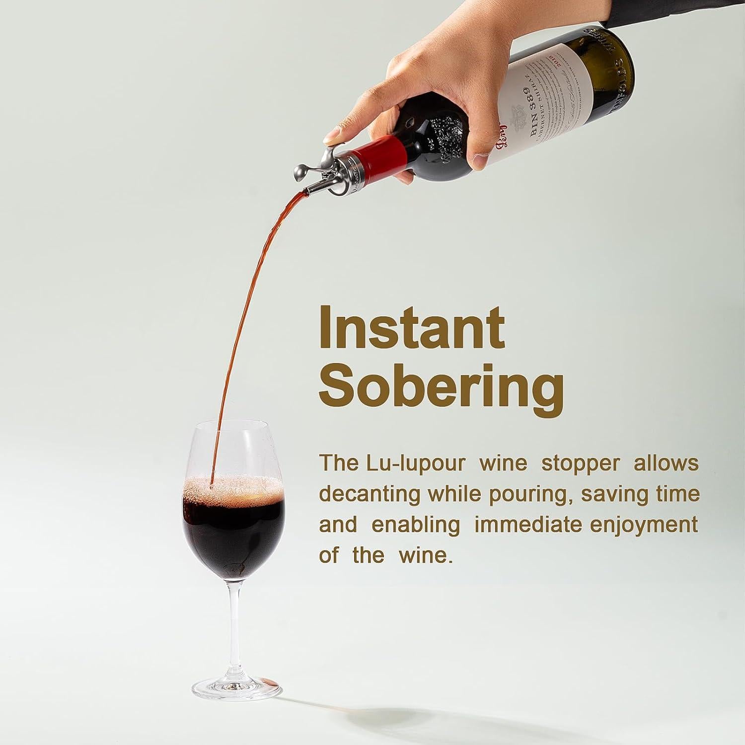 Tapón de Vino Automático Lu-lupour con Vertedor 2 en 1