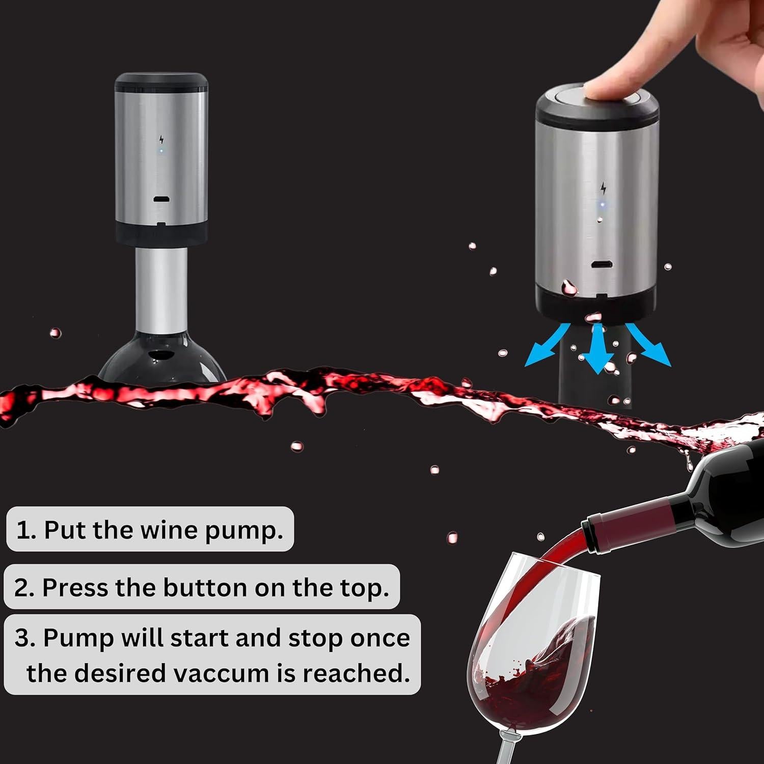 Tapón de Vino Eléctrico KUBEDIN con Bomba de Vacío Automática