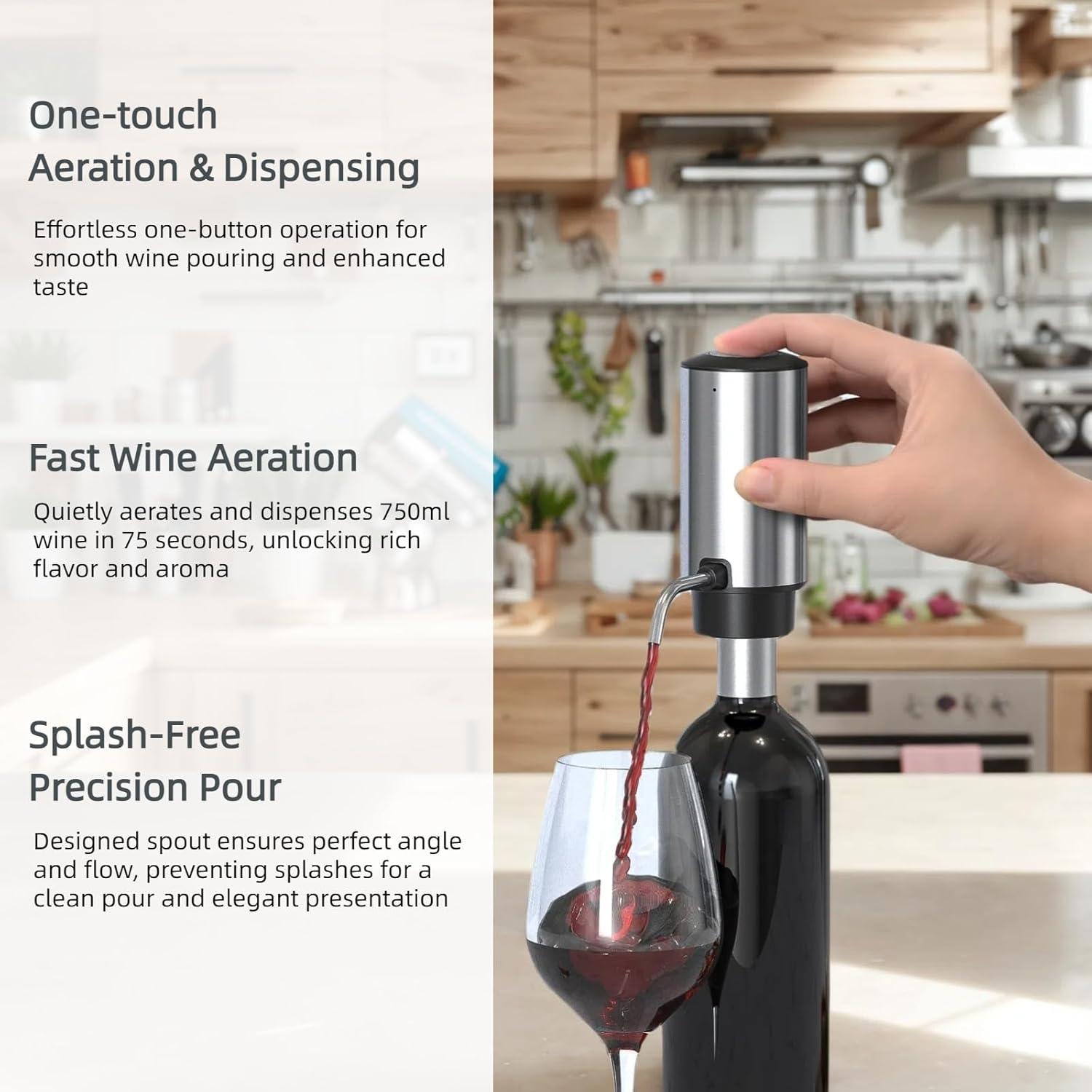 Juego de Aerador y Dispensador de Vino Eléctrico Saraudy