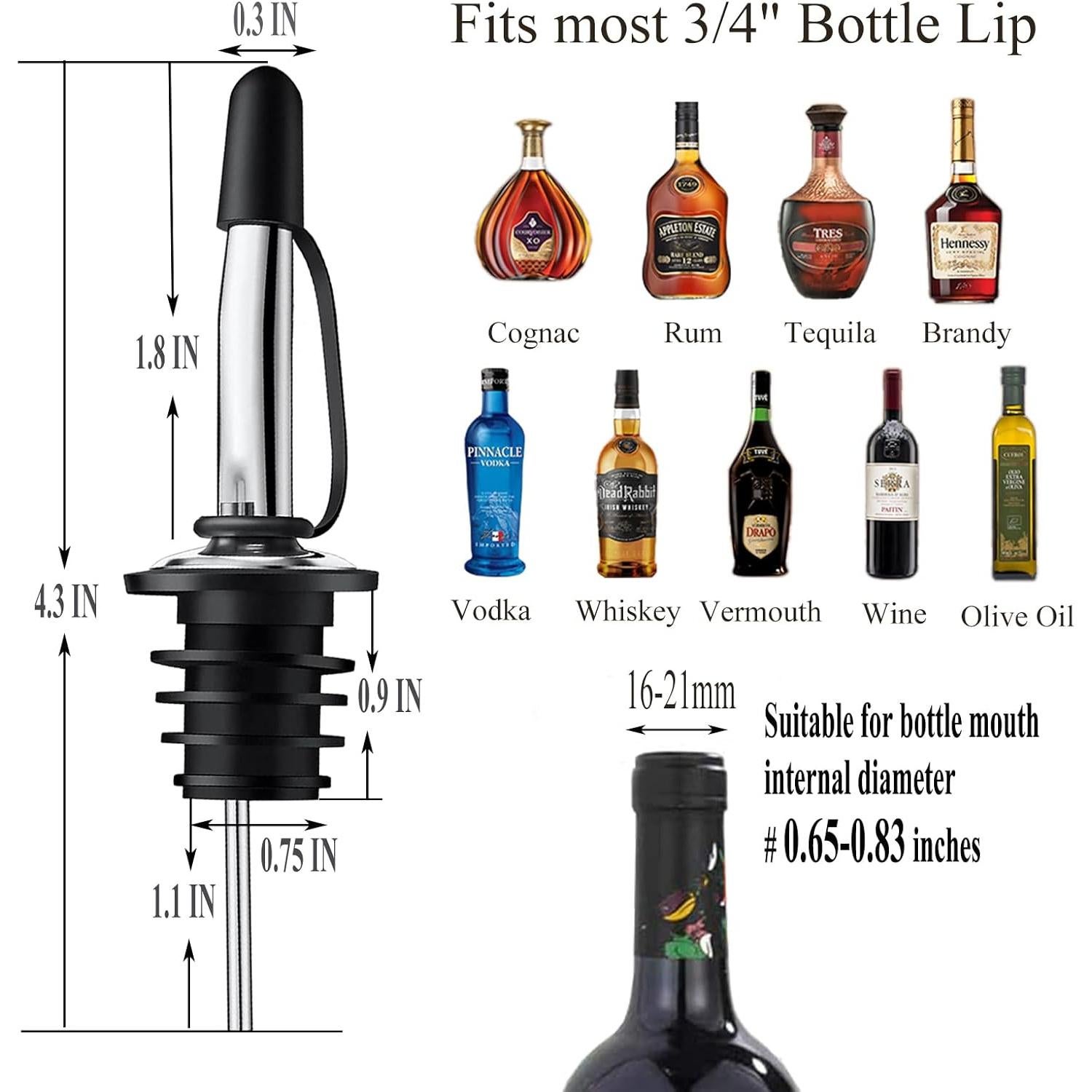 Vertedores de Licor Pafusen 12 Pack Acero Inoxidable Antipolvo