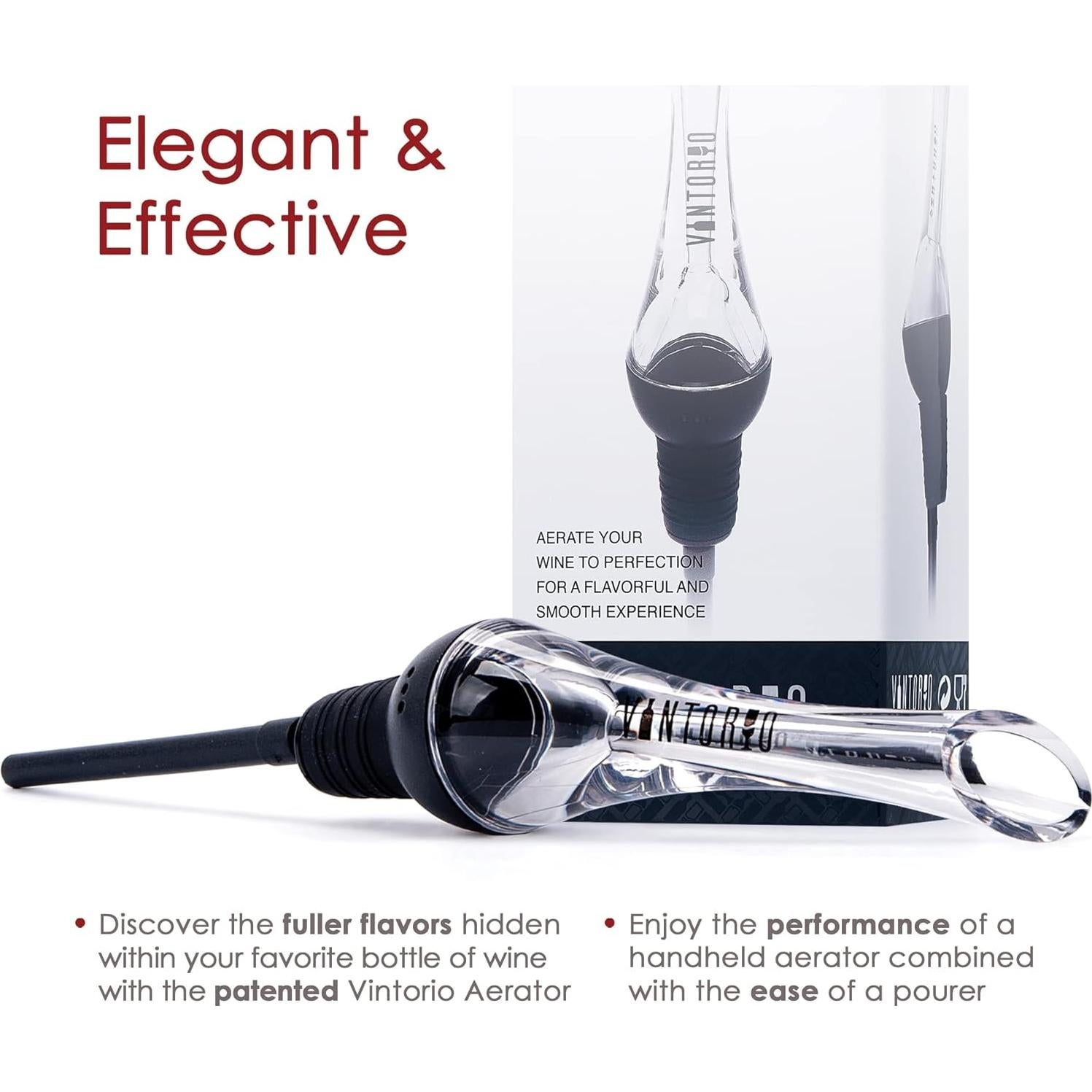 Aerador de Vino Vintorio Premium - Vertedor Sin Goteo Negro