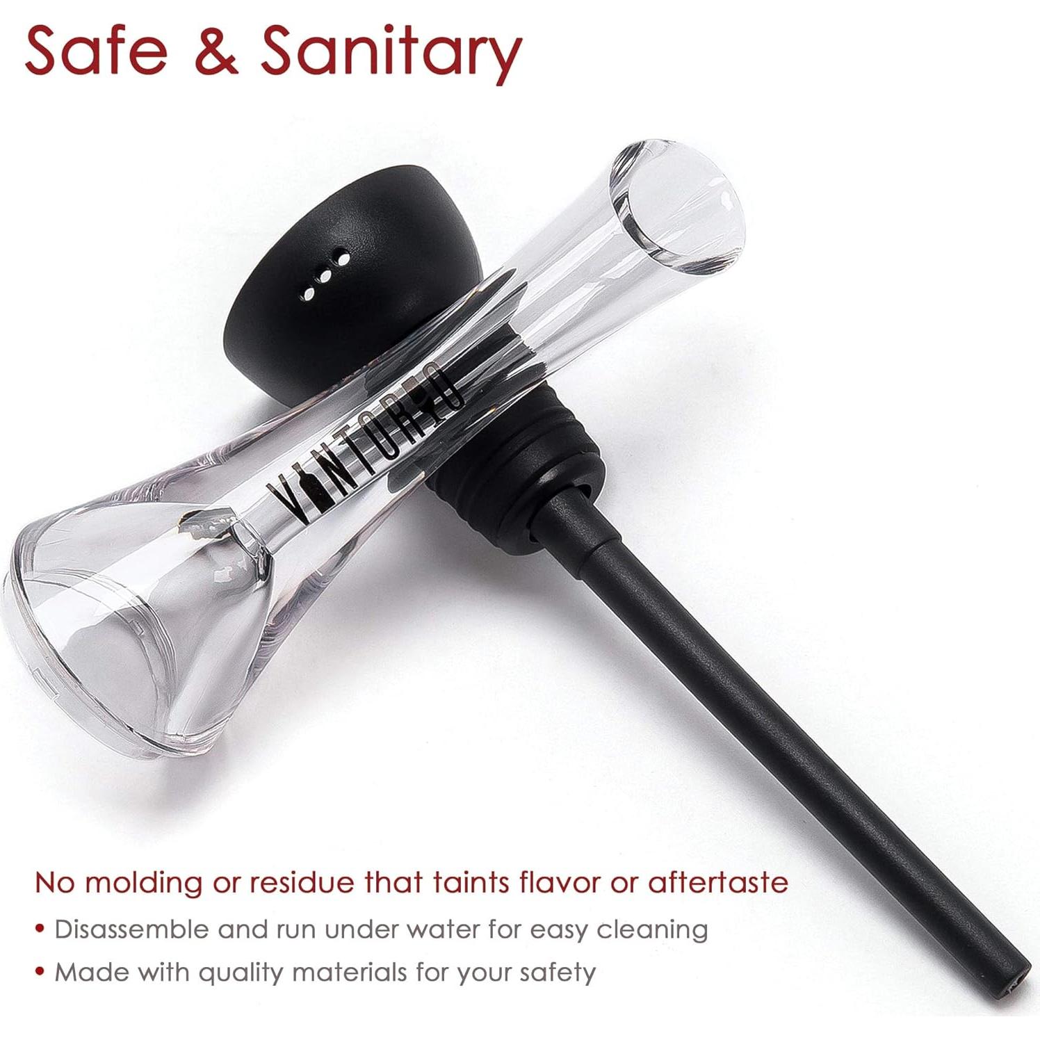 Aerador de Vino Vintorio Premium - Vertedor Sin Goteo Negro