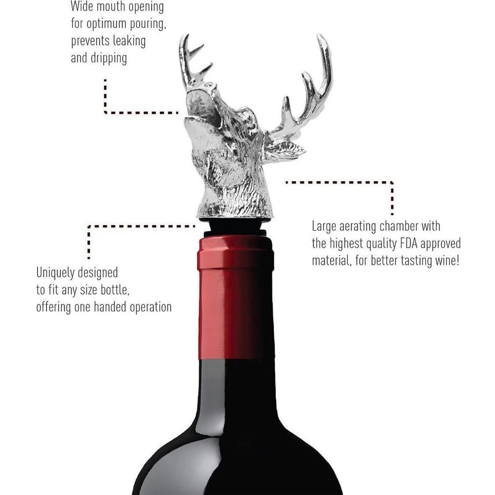 Vertedor de Vino Aireador de Acero Inoxidable Ciervo Jsacemxi