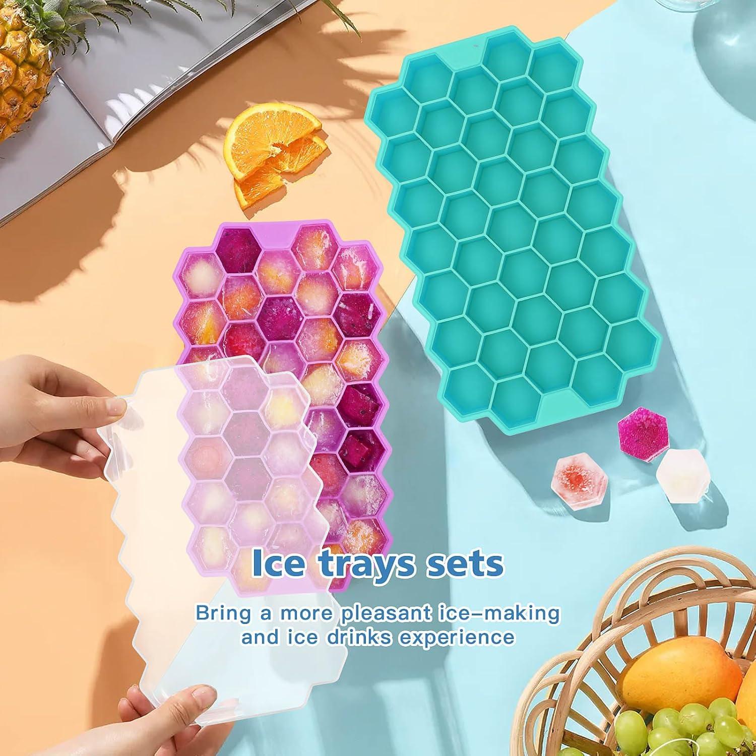 Bandejas de Hielo Azyh con Tapa - 3 Moldes de Silicona 37 Rejillas